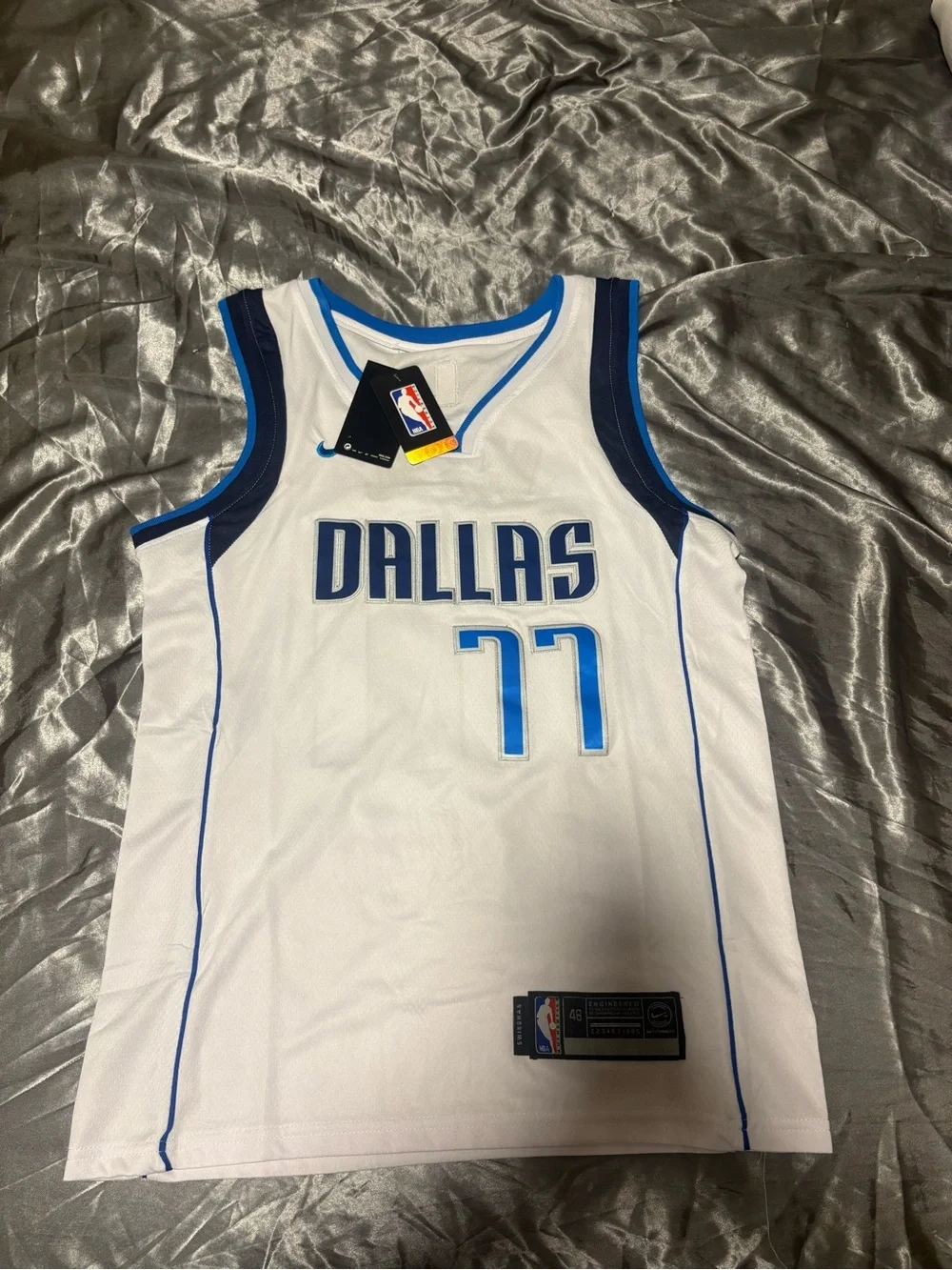 Nike White and Blue NBA Authentic Basketball Jersey